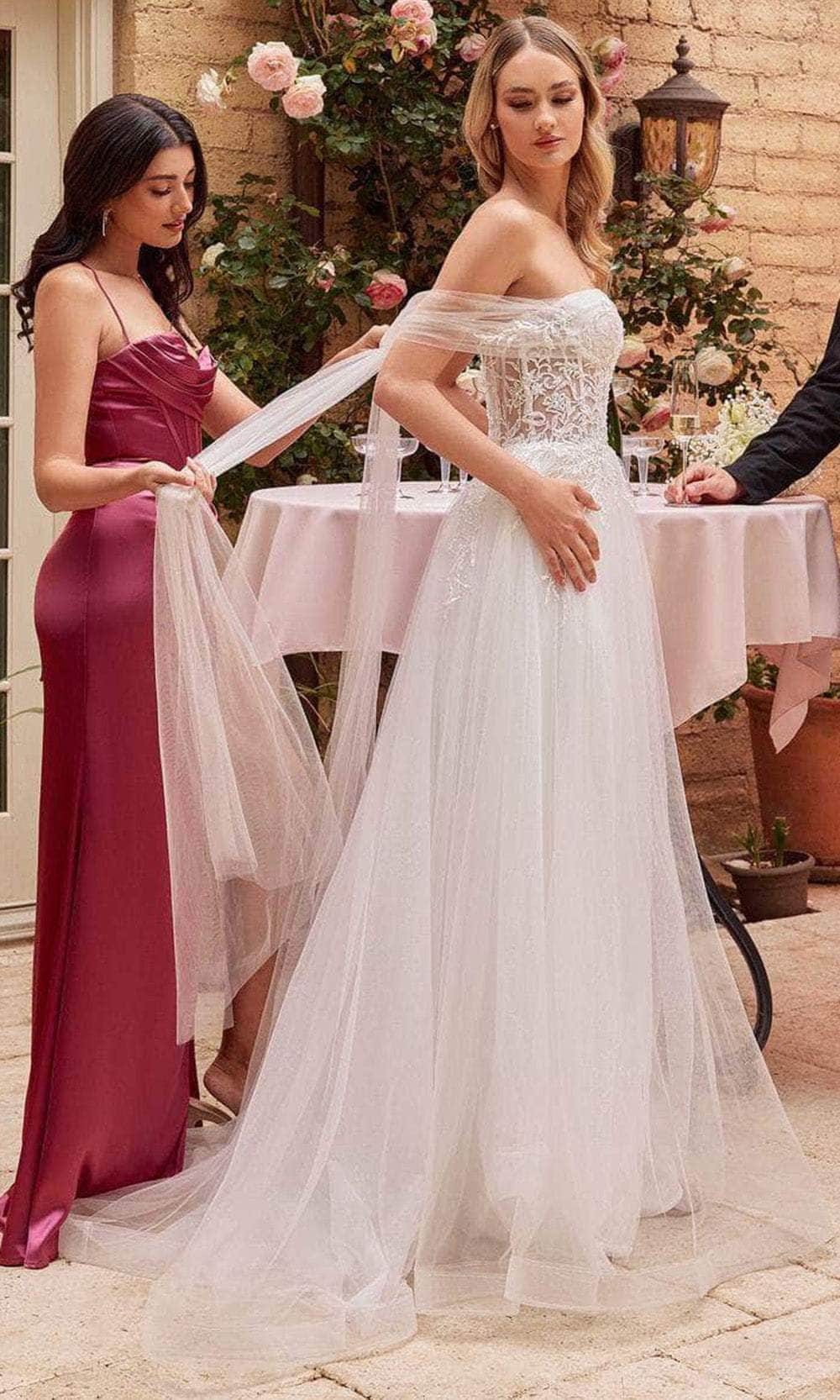 Ladivine CD827W - Embroidered Corset Bridal Dress - Prom