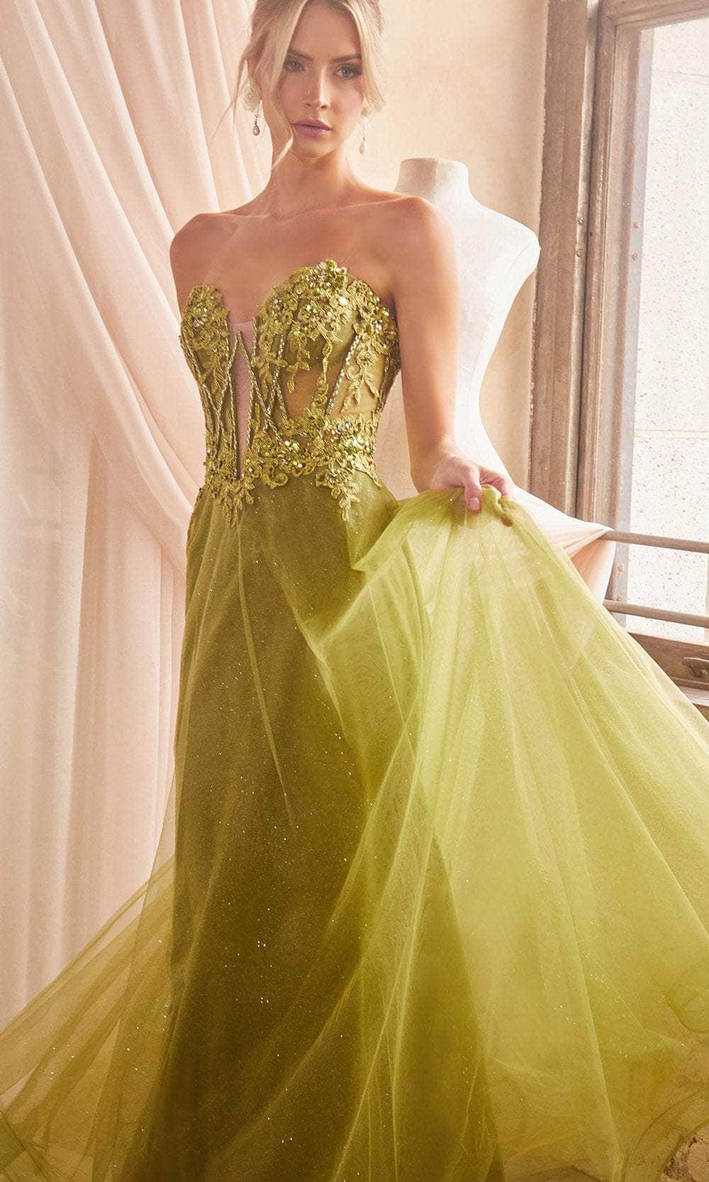Ladivine CD830 Strapless Embroidered Boned Ballgown - Prom