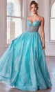 Ladivine CD832 Sheer Corset Sleeveless Ballgown - Aqua Blue / 2 - Prom