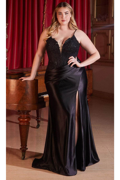 Ladivine CD838C - Embroidered Corset Prom Gown - Prom