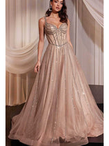 Ladivine CD849 - Glitter Tulle Evening Gown