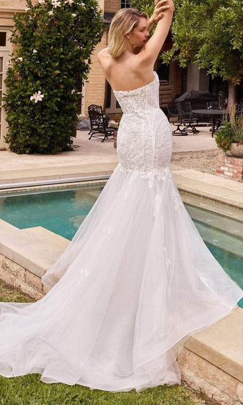 Ladivine CD858W - Puff Sleeve Bridal Gown - Prom