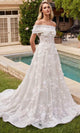 Ladivine CD860W - Floral Applique Strapless Bridal Gown - Prom