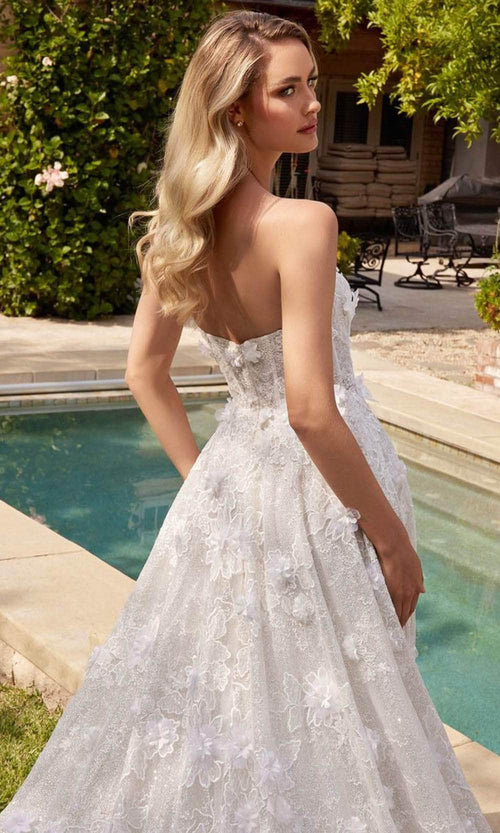 Ladivine CD860W - Floral Applique Strapless Bridal Gown - Prom