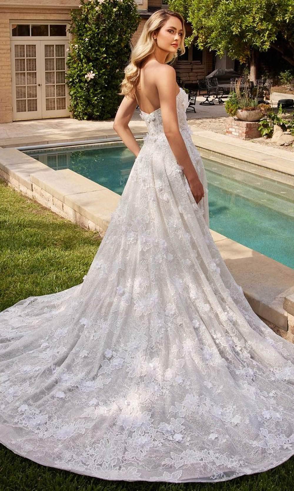 Ladivine CD860W - Floral Applique Strapless Bridal Gown - Prom