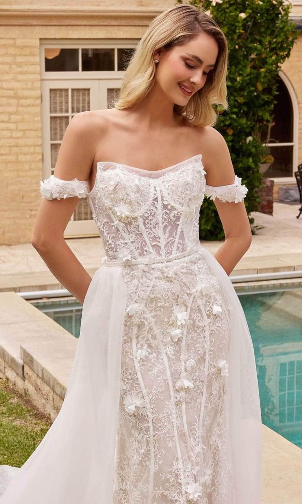 adivine CD861W - Strapless Lace Applique Gown - Prom