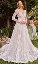 Ladivine CD862W - V-Neck Lace Bridal Gown - Prom
