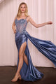 Ladivine CD868 – Sleeveless Fitted Long Dress - Smoky Blue / 2 - Prom