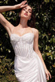 Ladivine CD868W - Sleeveless Satin Bridal Dress - Off White / 2 - Prom