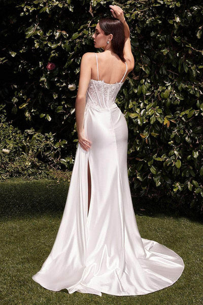 Ladivine CD868W - Sleeveless Satin Bridal Dress - Prom
