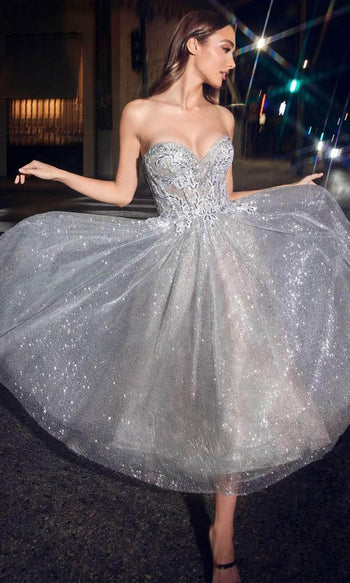 Ladivine CD871 - Strapless A-Line Prom Dress - Prom