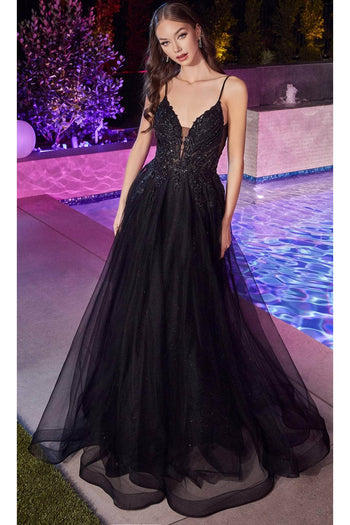 Ladivine CD874 - Applique Tulle Classic Prom Dress - Prom