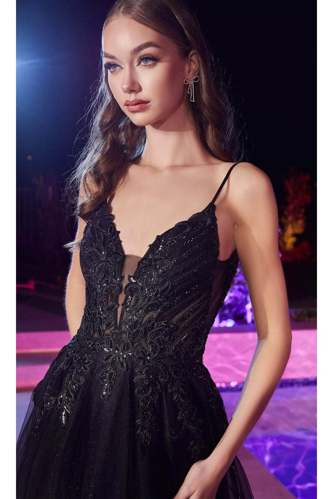 Ladivine CD874 - Applique Tulle Classic Prom Dress - Prom