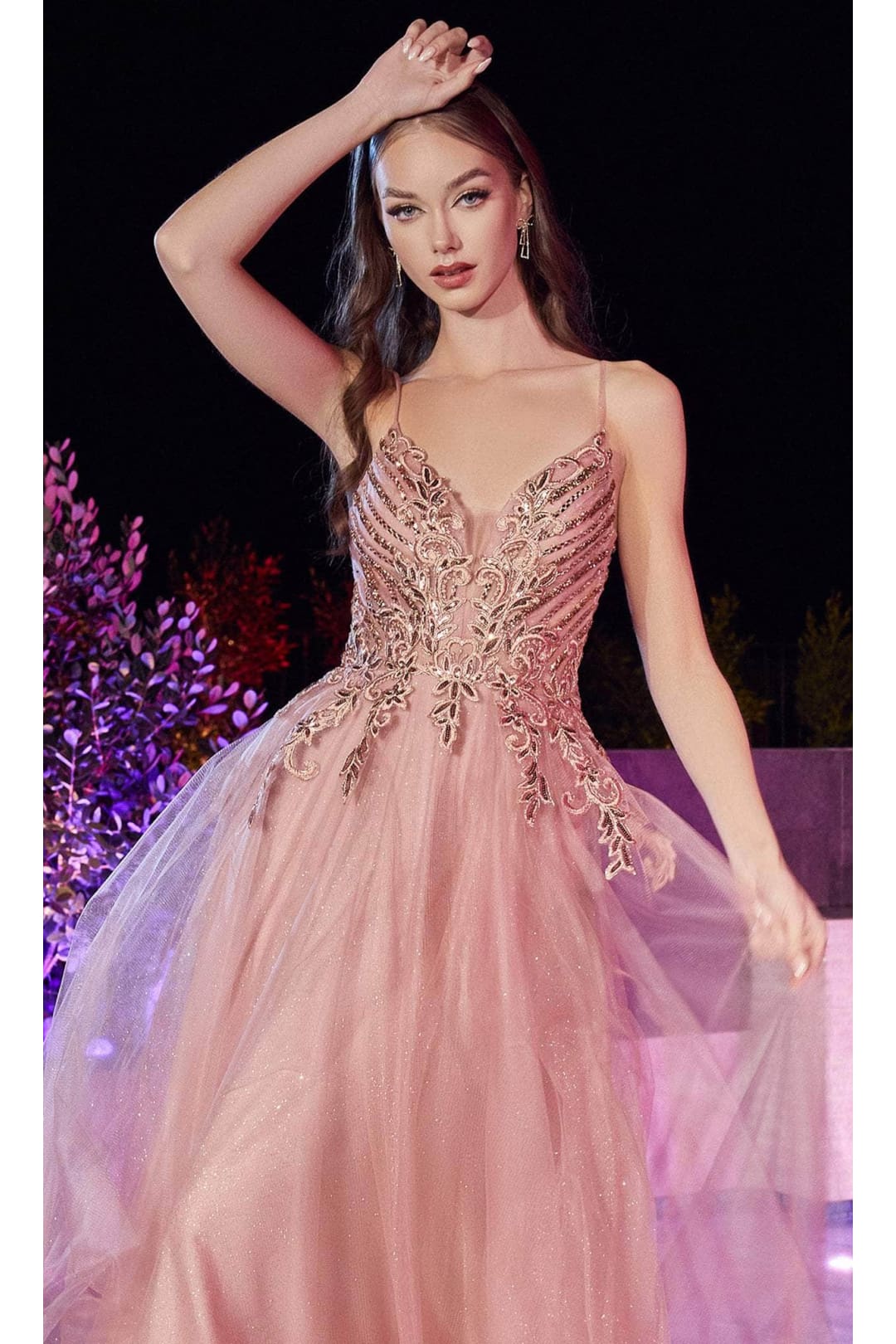 Ladivine CD874 - Applique Tulle Classic Prom Dress - Prom