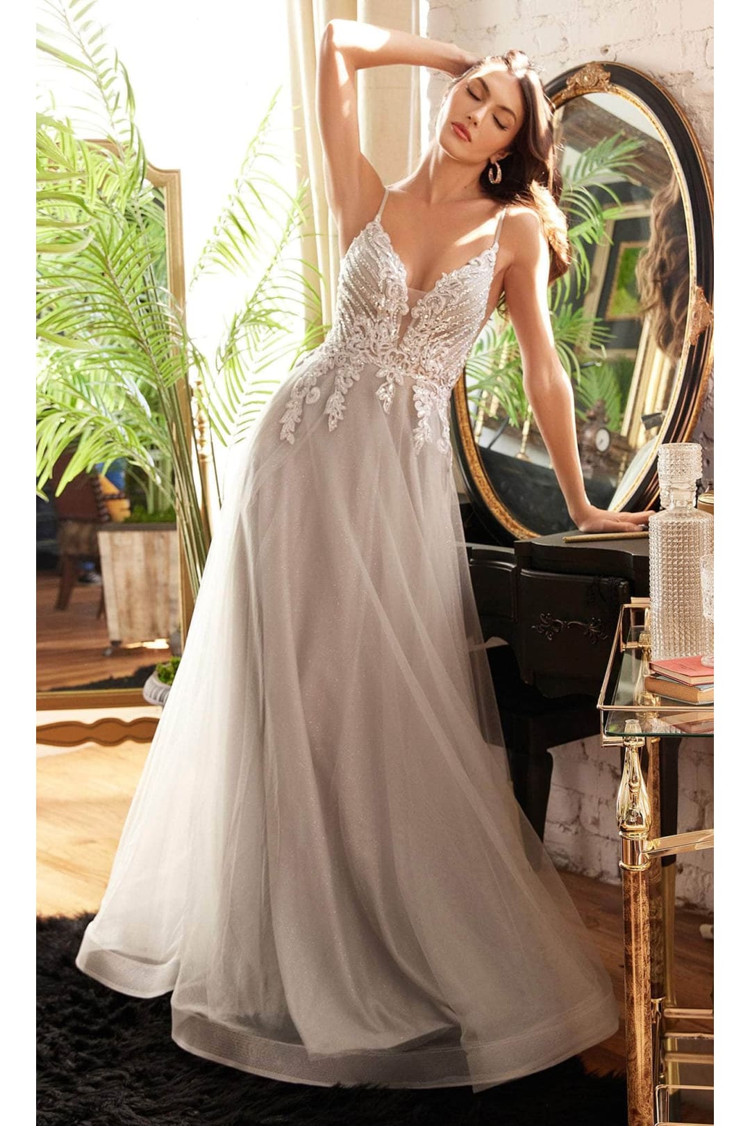 Ladivine CD874 - Applique Tulle Classic Prom Dress - Prom