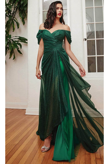Ladivine CD878 - Off-Shoulder Draped Prom Dress - Prom