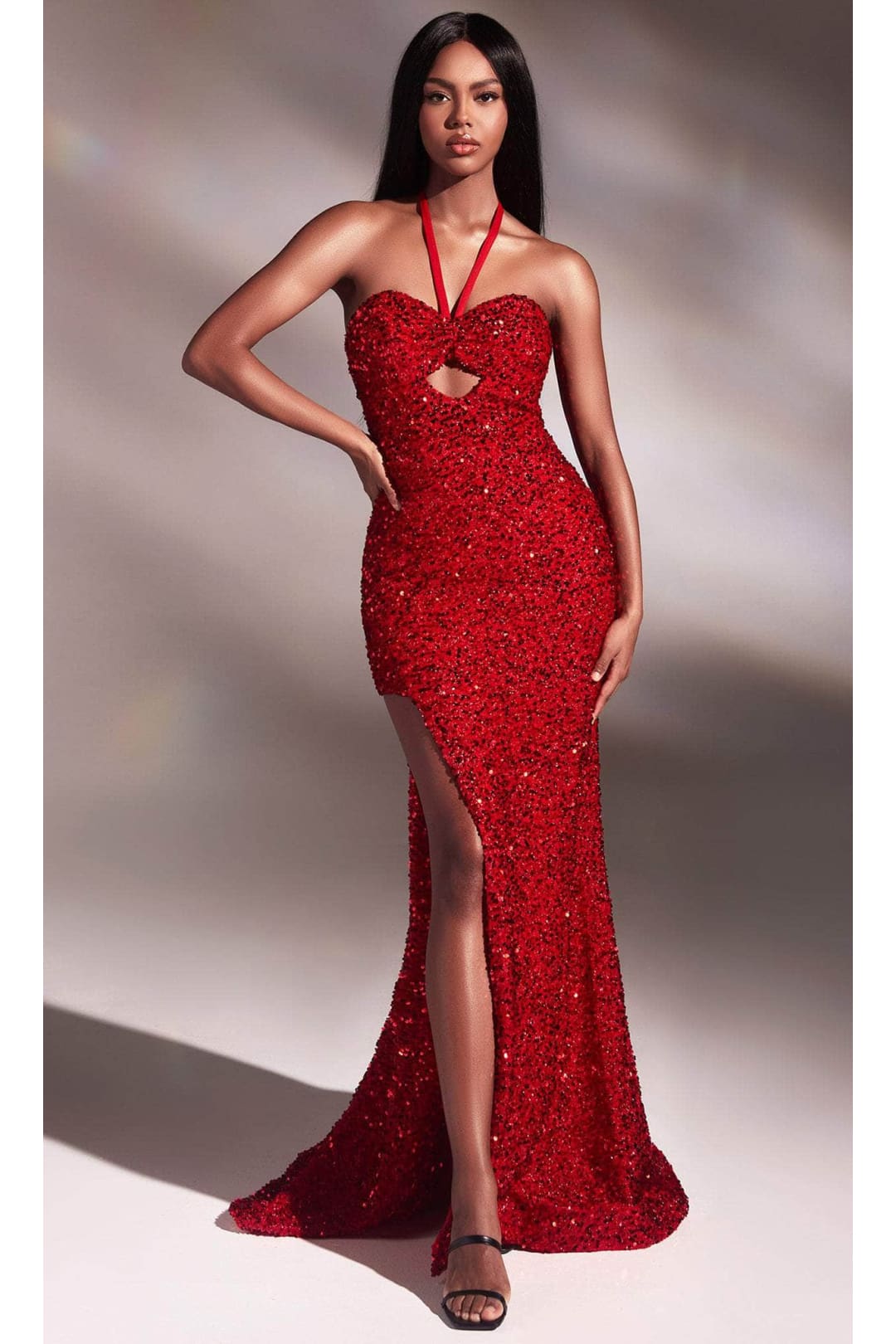 Ladivine CD883 - Halter Cutout Prom Evening Dress - Prom