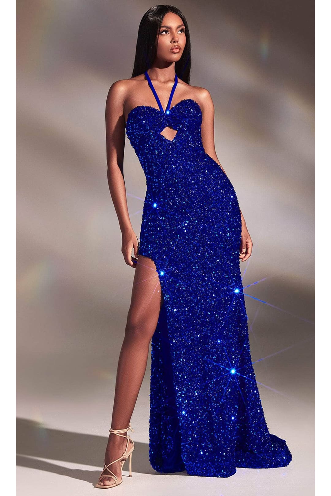 Ladivine CD883 - Halter Cutout Prom Evening Dress - Prom