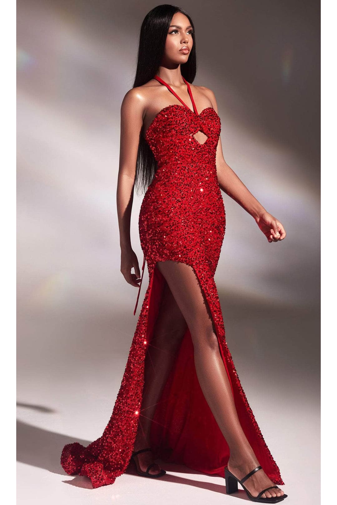 Ladivine CD883 - Halter Cutout Prom Evening Dress - Prom