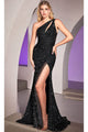 Ladivine CD884 - One Shoulder Sequin Prom Dress - Prom