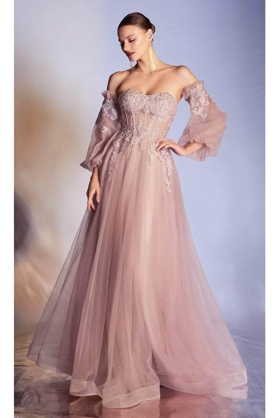 Ladivine CD948 Strapless A-Line Corset Prom Gown - Prom