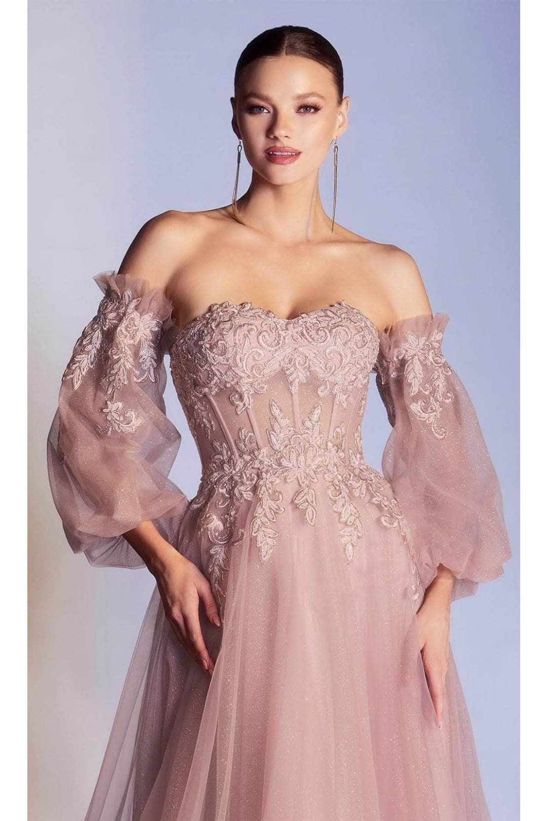 Ladivine CD948 Strapless A-Line Corset Prom Gown - Prom