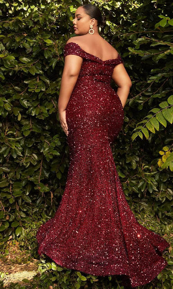 Ladivine CD975C - Sequin Off-Shoulder Formal Dress - Prom