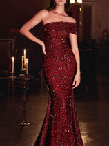 Ladivine by cinderella divine Dresses - Ladivine CD980 One-Shoulder Sequin Gown