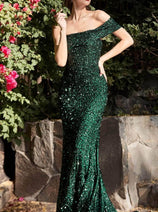 Ladivine by cinderella divine Dresses - Ladivine CD980 One-Shoulder Sequin Gown