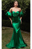 Ladivine CD983C - Puff Sleeve Satin Long Evening Dress - Prom