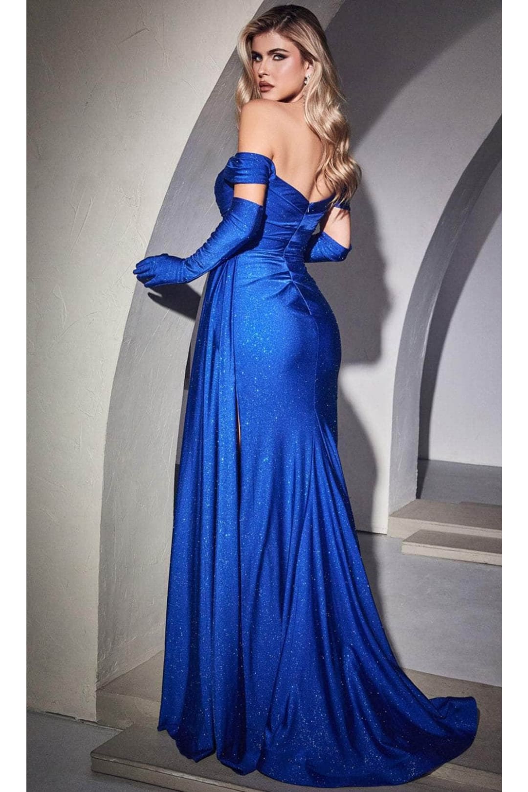 Ladivine CD988 - Glittered Off-Shoulder Long Gown - Prom