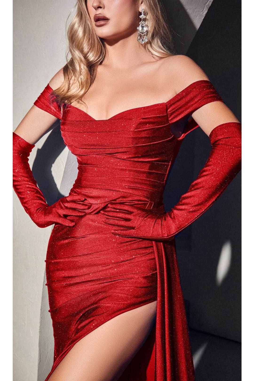 Ladivine CD988 - Glittered Off-Shoulder Long Gown - Prom