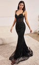 Ladivine CD990 – Sparkling Glitter Mermaid Gown - Black / 6 - Prom
