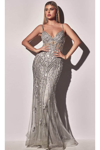 Ladivine CD992 - Corset Prom Dress with Applique Details - Prom
