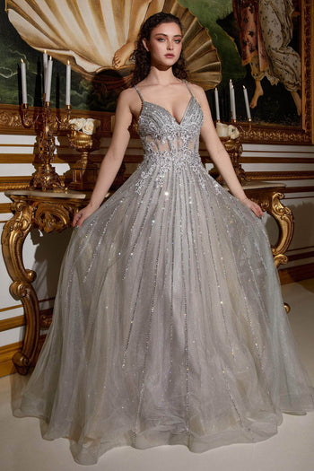 Ladivine CD994 - Applique A-Line Long Prom Gown - Prom