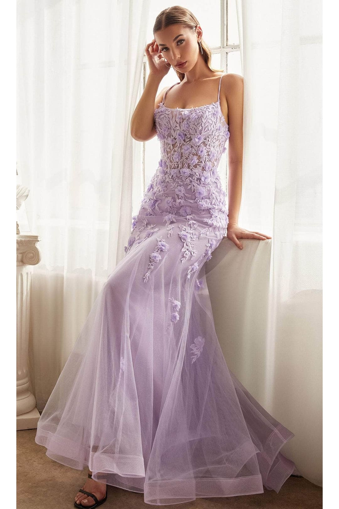 Ladivine CD995 - Trumpet Evening Gown with Appliques - Prom