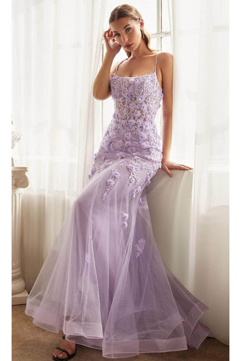 Ladivine CD995 - Trumpet Evening Gown with Appliques - Prom
