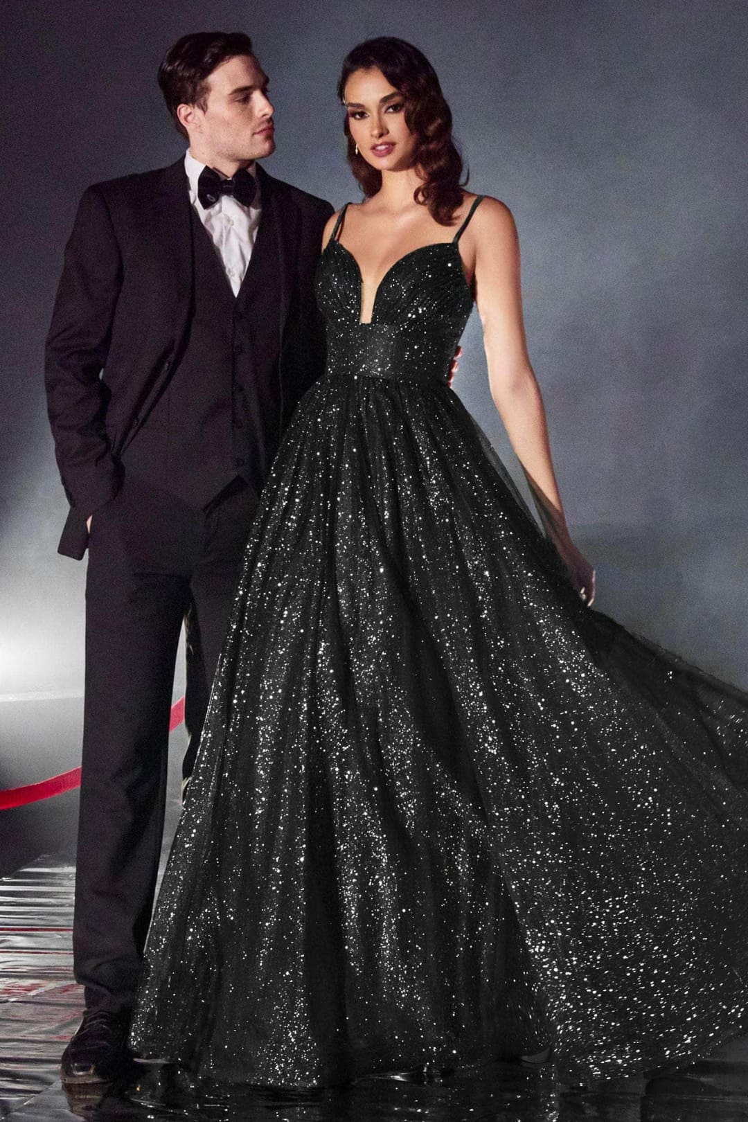 Ladivine CD996 - Glitter Evening Gown with Dual Straps - Prom