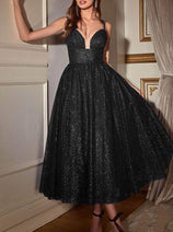 Ladivine CD996T - Sleeveless Glitter Flocked Dress
