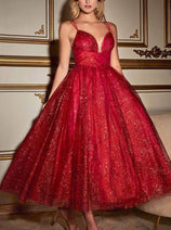 Ladivine CD996T - Sleeveless Glitter Flocked Dress