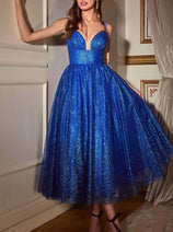 Ladivine CD996T - Sleeveless Glitter Flocked Dress