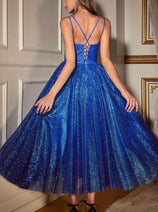 Ladivine CD996T - Sleeveless Glitter Flocked Dress