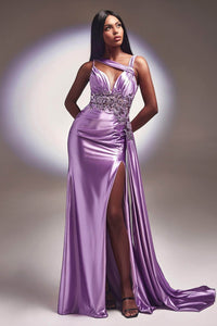 Ladivine CDS415 - Beaded V-Neck Stunning Evening Gown - Prom