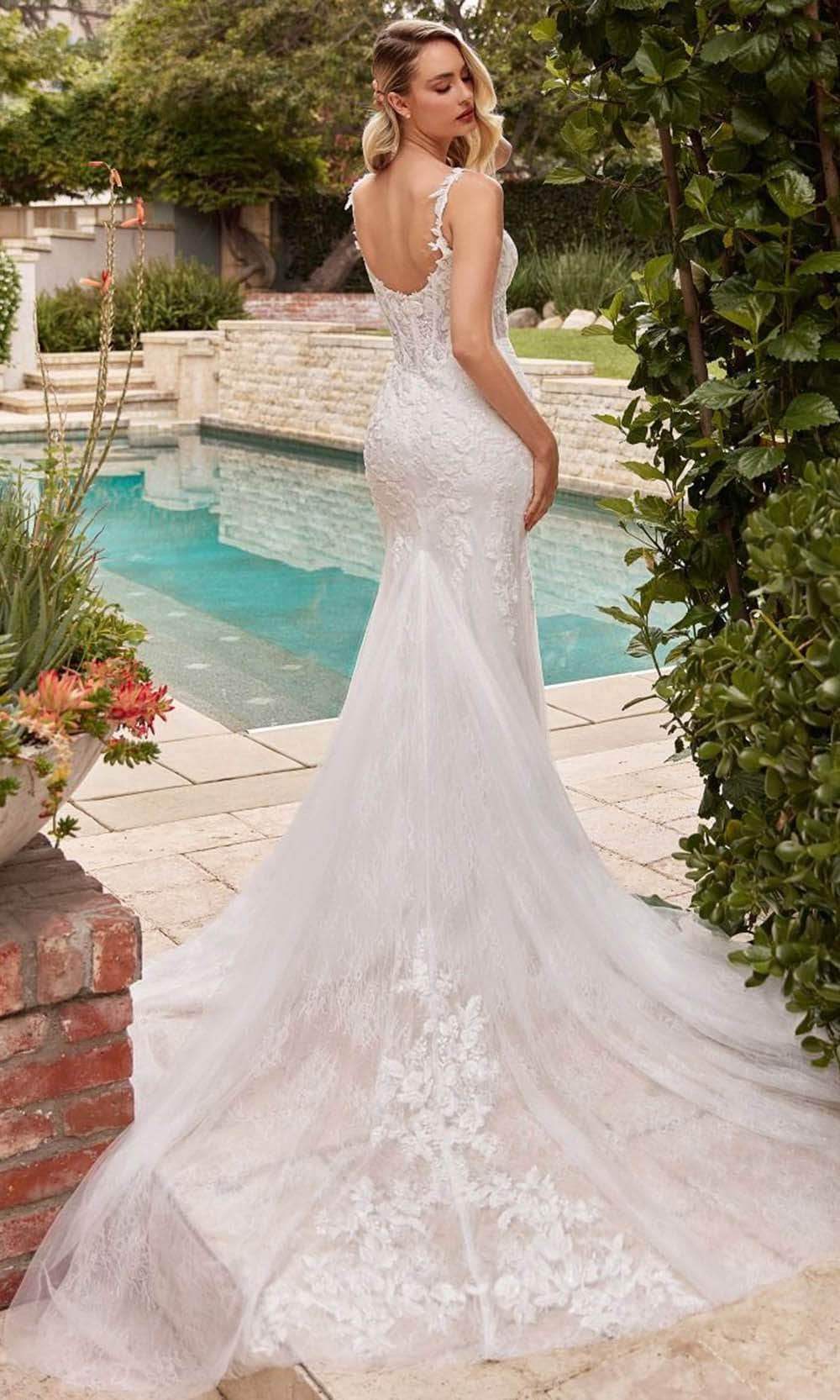 Ladivine CDS432W - Sleeveless Lace Bridal Gown - Prom