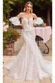 Ladivine CDS434W - Lace Appliqui Strapless Bridal Gown - Prom