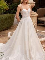 Ladivine CDS435W - Sleeveless Glitter Bodice Bridal Gown