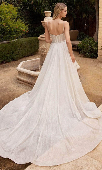 Ladivine CDS435W - Sleeveless Glitter Bodice Bridal Gown - Prom