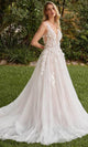 Ladivine CDS436W - 3D Floral A-Line Wedding Dress - Prom