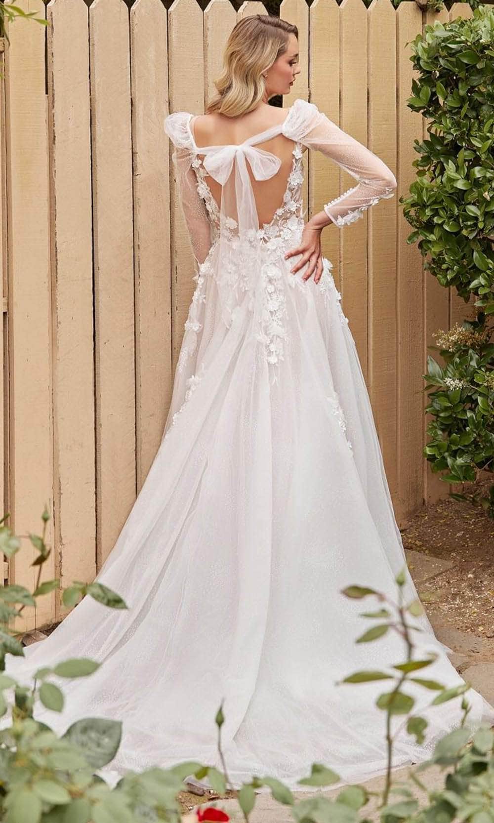 Ladivine CDS436W - 3D Floral A-Line Wedding Dress - Prom
