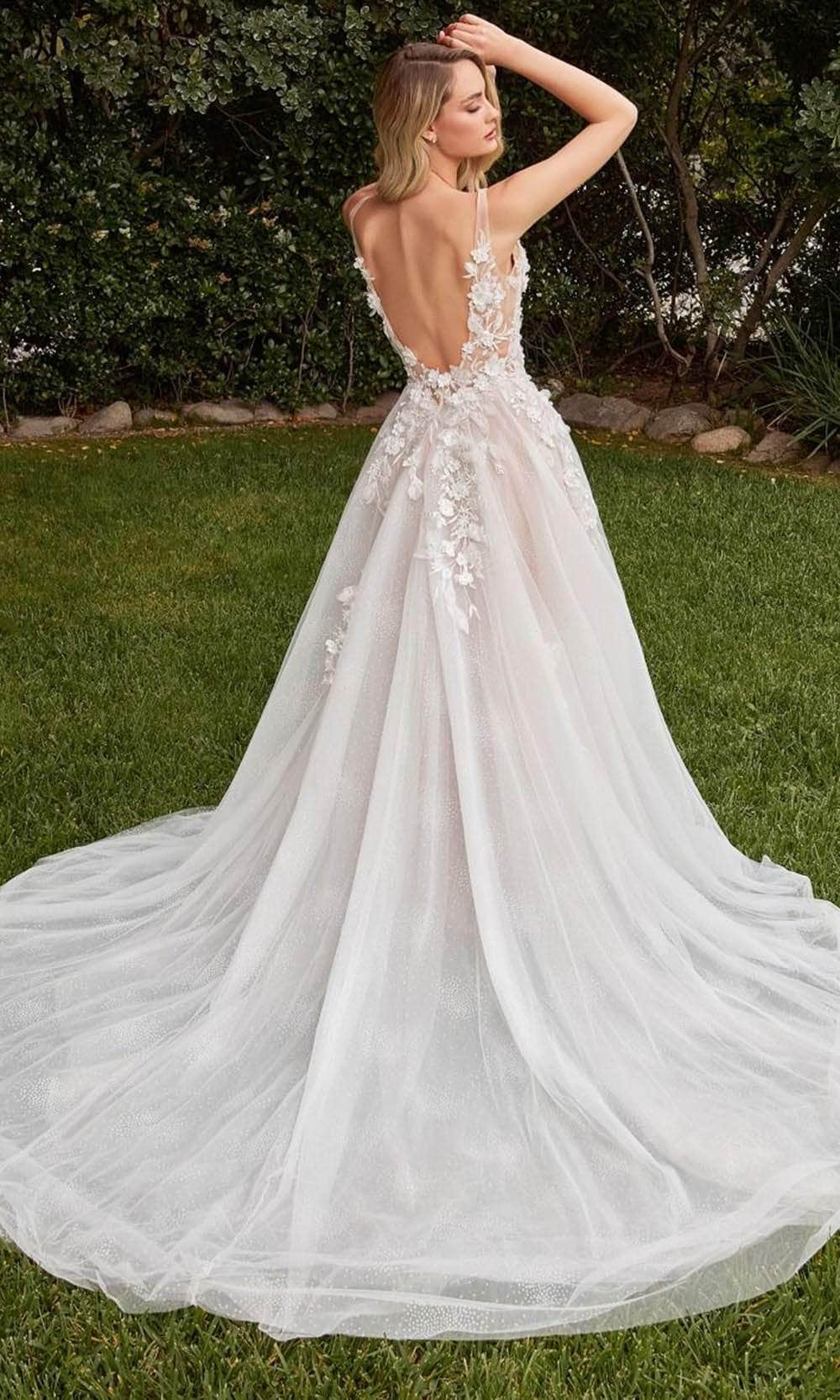 Ladivine CDS436W - 3D Floral A-Line Wedding Dress - Prom